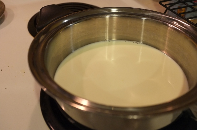 Starting the custard (just milk here)