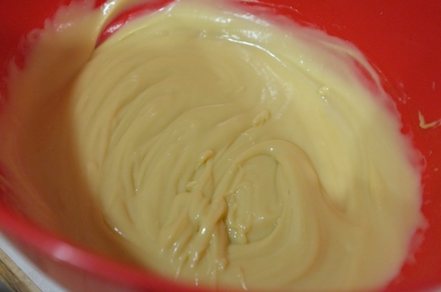 After adding the butter and vanilla