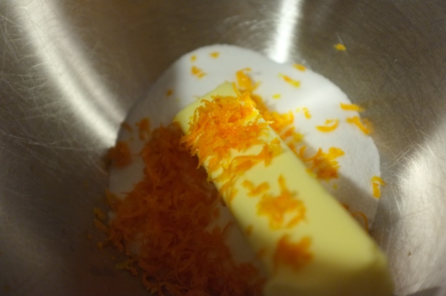 Butter, sugar, and orange zest